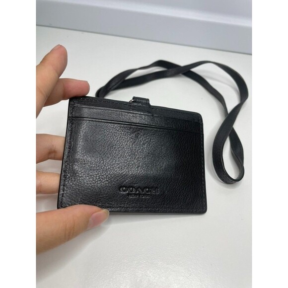 COACH East West Lanyard ID Case Badge Holder in Black Sport Calf Leather 63629 - Picture 2 of 8